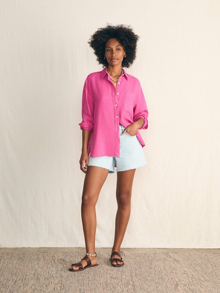 Laguna Linen Relaxed Shirt - Cone Flower