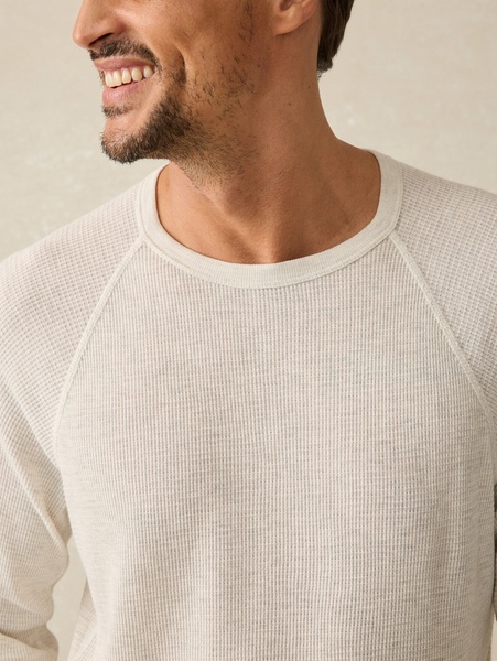 Long-Sleeve Cloud Waffle Crew - Ivory Heather