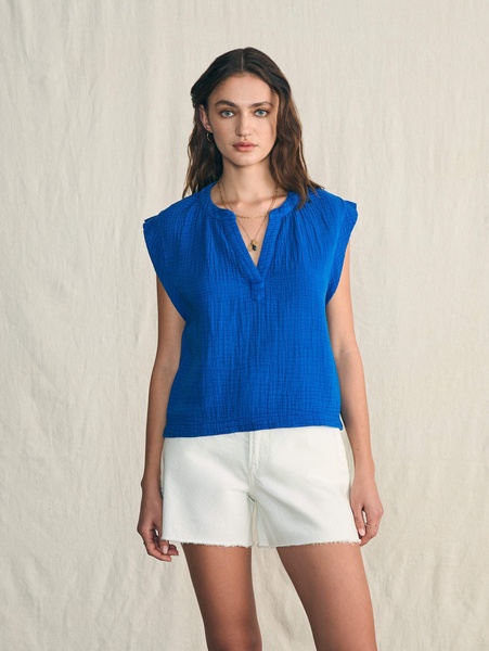 Dream Cotton Gauze Dylan Top - Strong Blue