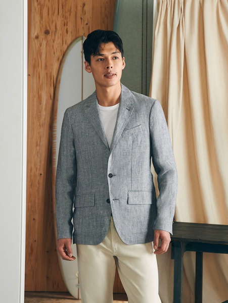 Reserve Linen Herringbone Blazer - Light Graphite Herringbone