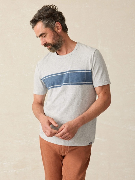 Surf Stripe Sunwashed Pocket Tee - Heather Grey