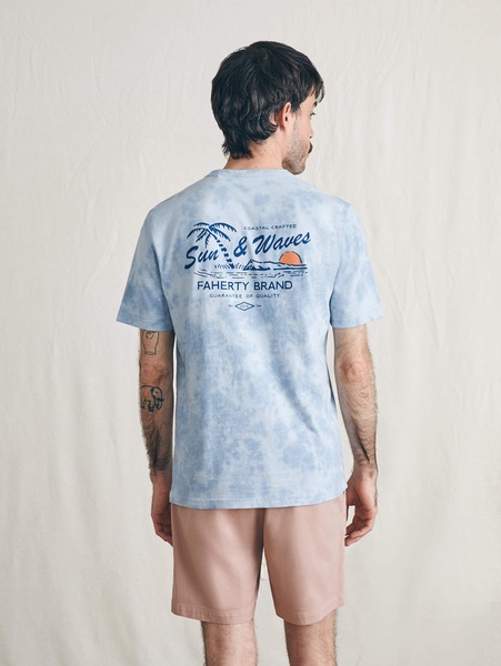 Sunwashed Graphic Tee - Blue Waves Wash