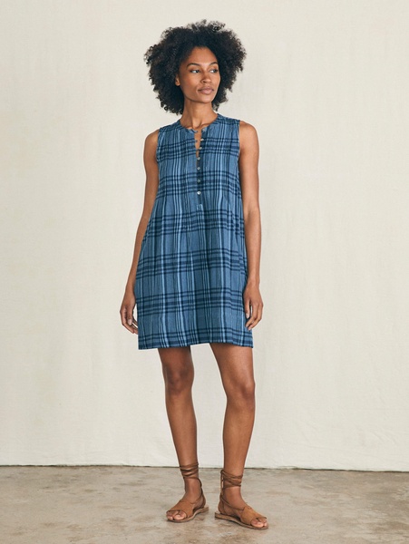 Isha Dress - Clearwater Navy Plaid