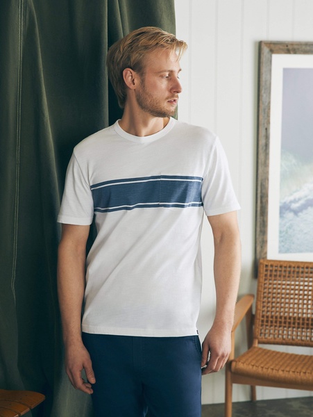 Surf Stripe Sunwashed Pocket Tee - White