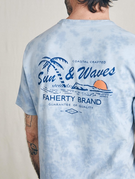 Sunwashed Graphic Tee - Blue Waves Wash