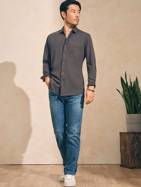 Sunwashed Knit Shirt (Single Pocket) (Tall) - Washed Black