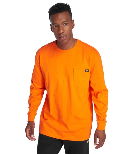 Dickies Men's Long Sleeve Heavyweight Crew Neck, Orange, XX-Large