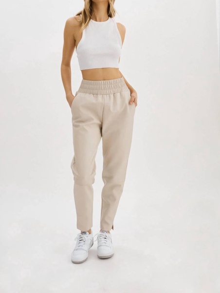 nineta leather joggers in bone