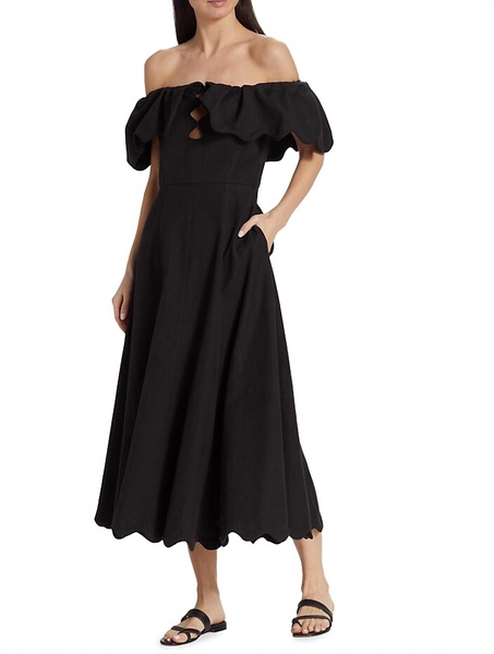 women's leona strapless off the shoulder midi dress in black