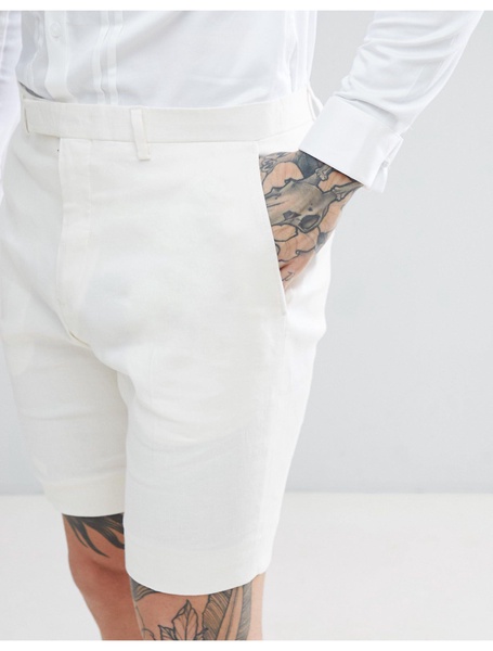 Twisted Tailor wedding shorts in cream linen