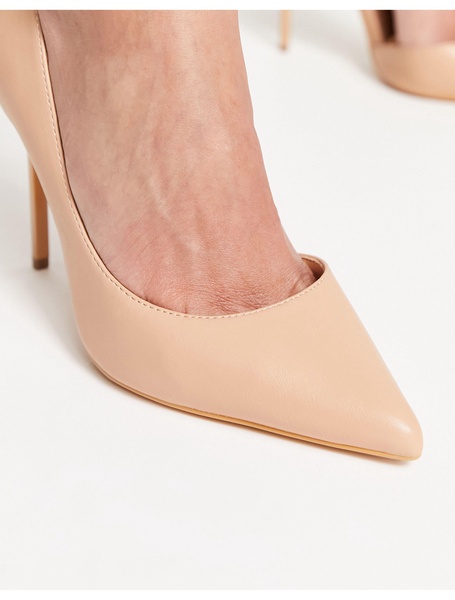 Truffle Collection wide fit stiletto heeled shoes in beige