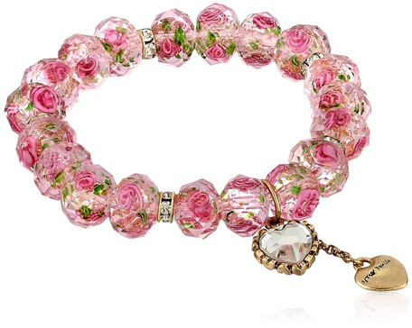 Betsey Johnson Womens Heart Charm Bracelet