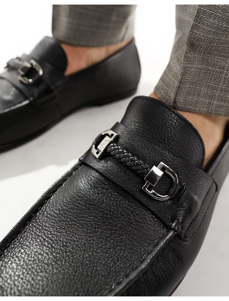 Walk London Luigi Rope Loafers In Black Leather