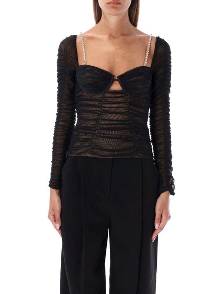 Self-Portrait Power Mesh Long-Sleeved Top