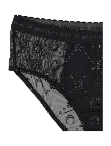 Marine Serre Moon Pattern Mesh Glitter Briefs