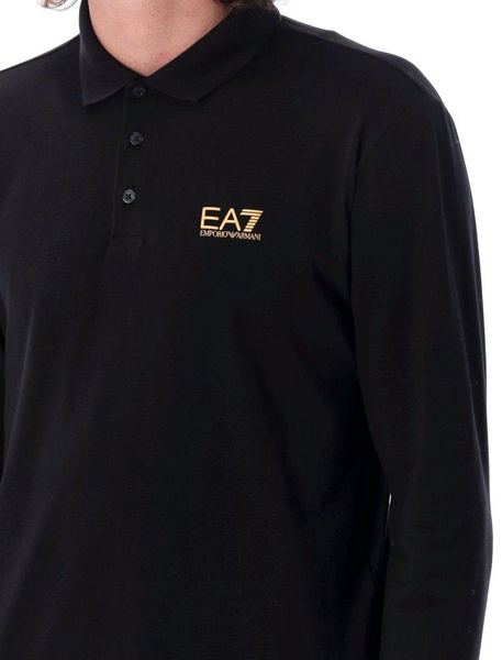 Ea7 Emporio Armani Logo Printed Long Sleeved Polo Shirt