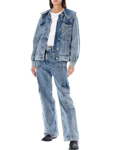 Ganni Crinkle Denim Oversized Jacket