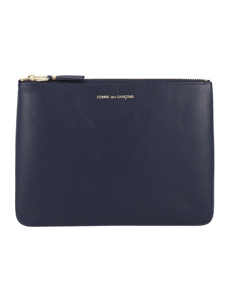 Comme des Garçons Wallet Logo Embossed Zipped Pouch