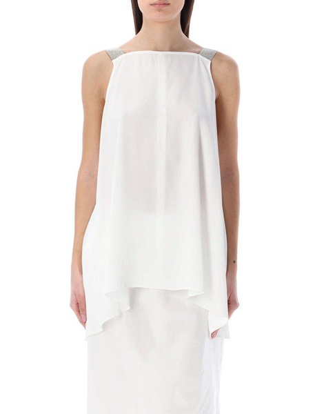 Fabiana Filippi Square Neck Embellished Strapped Tank Top