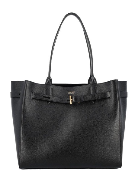 Logo Leather Shopping Bag Tote Bag Black