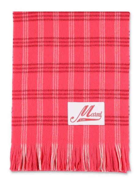 Marni Tartan Logo Patch Scarf