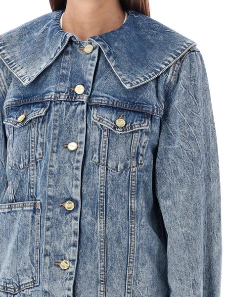 Ganni Crinkle Denim Oversized Jacket