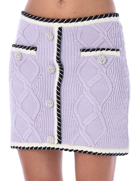 Self-Portrait Cable Knitted Mini Skirt