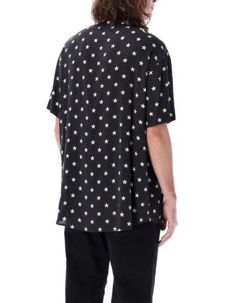 BALMAIN Men's Black Star Print Shirt for SS24