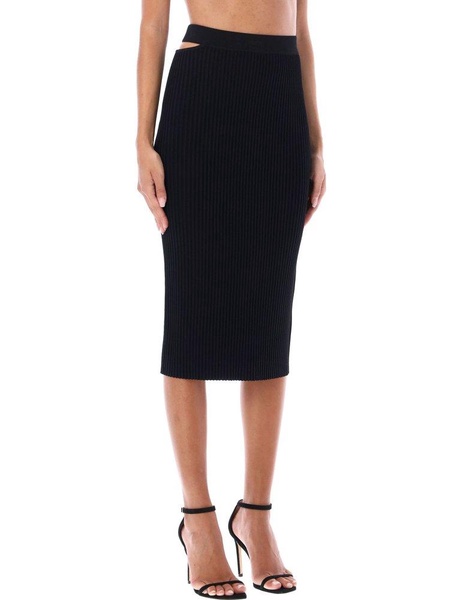 Helmut Lang Cut-Out Detailed Knit Midi Skirt