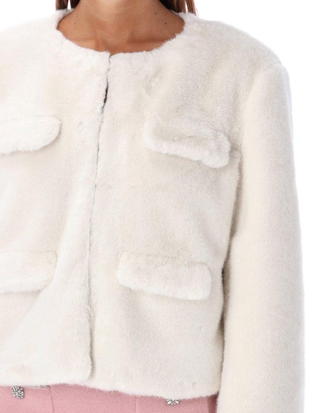 SELF-PORTRAIT Chic Cropped Eco Fur Jacket