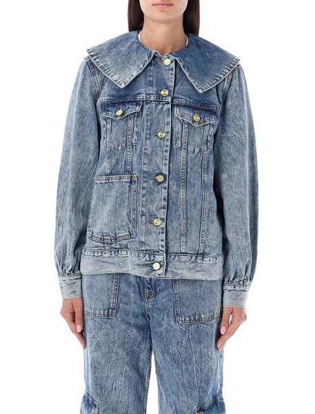 Ganni Crinkle Denim Oversized Jacket