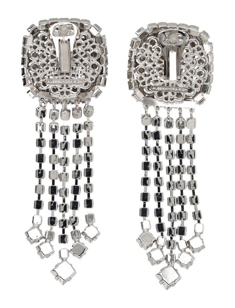 Alessandra Rich Square Embellished Fringe Detailed Earrings