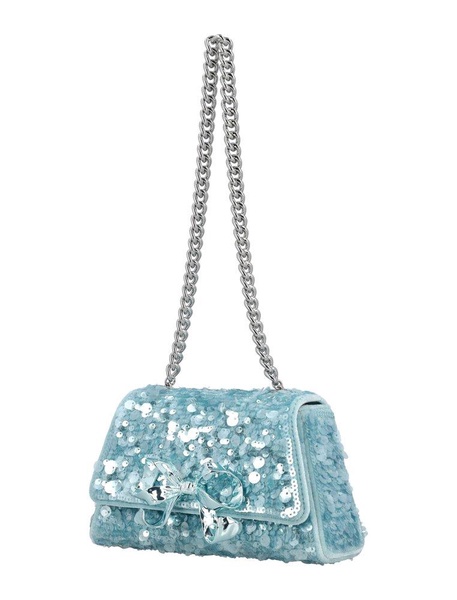 Self-Portrait Bow Sequin-Embellished Shoulder Bag