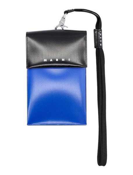 Marni Logo Printed Two Toned Strappy Phone Pouch