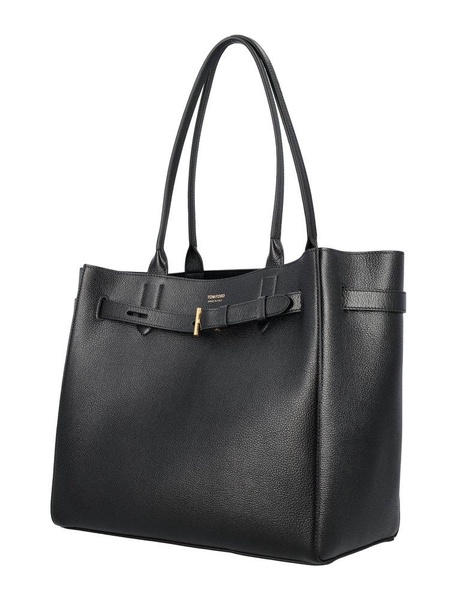 Logo Leather Shopping Bag Tote Bag Black