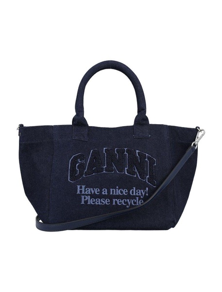 Ganni Logo Detailed Small Shopper Bag