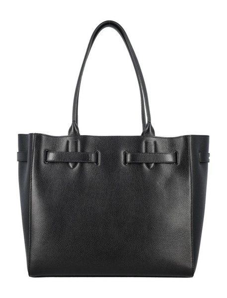 Logo Leather Shopping Bag Tote Bag Black