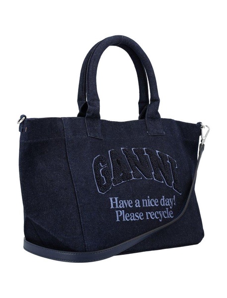 Ganni Logo Detailed Small Shopper Bag