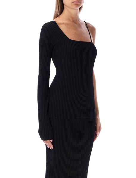 Helmut Lang One-Shoulder Ribbed Knitted Top