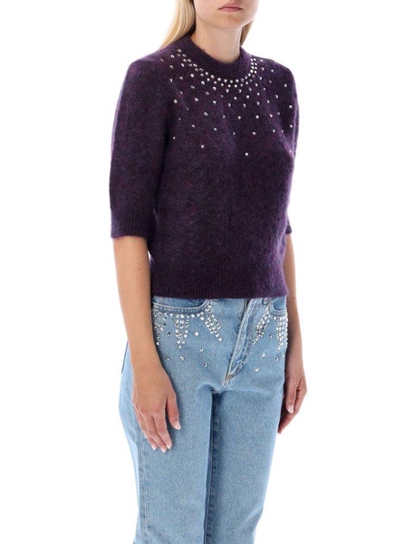 Alessandra Rich Studded Crewneck Knitted Top