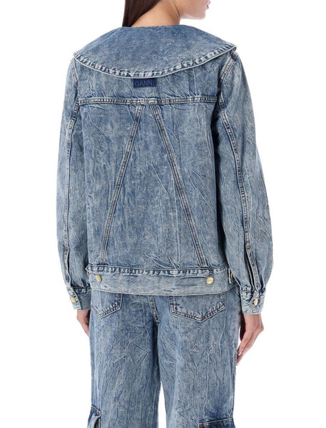 Ganni Crinkle Denim Oversized Jacket