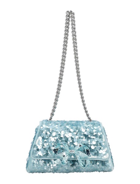 Self-Portrait Bow Sequin-Embellished Shoulder Bag