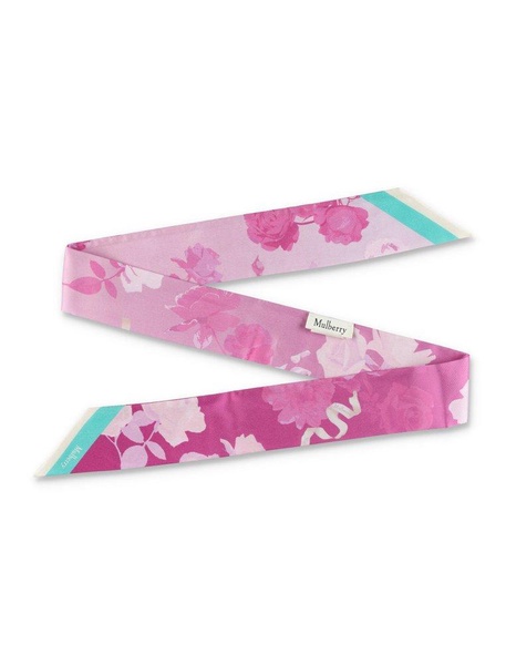 Mulberry Ombre Floral-Printed Skinny Scarf