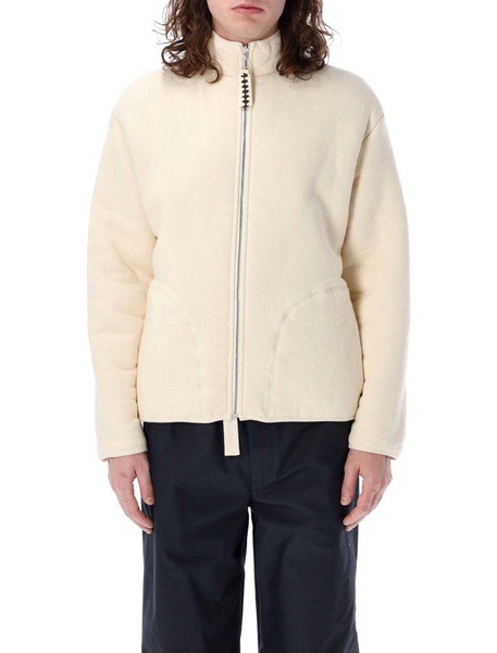 JIL SANDER Beige Teddy Jacket for Men - High Neck, Zip Closure, Long Sleeves, Boxy Fit