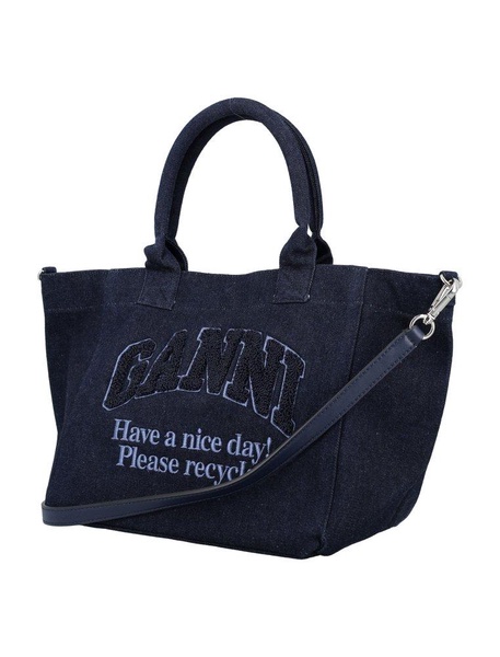 Ganni Logo Detailed Small Shopper Bag