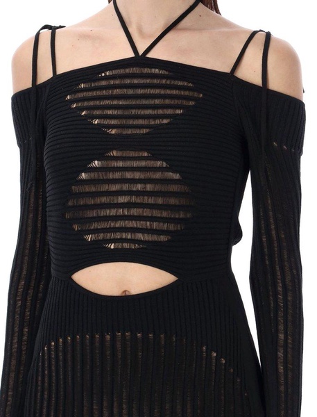 Andrea Adamo Cut-Out Detailed Ribbed Mini Dress