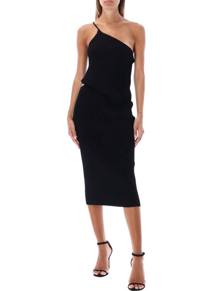 Helmut Lang Cut-Out Detailed Knit Midi Skirt