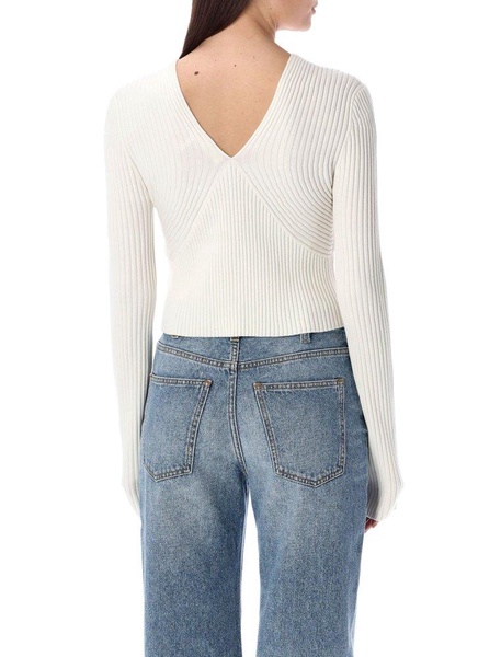 Chloé V-Neck Ribbed-Knit Cardigan