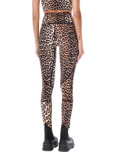 Ganni Leopard High-Waisted Leggings