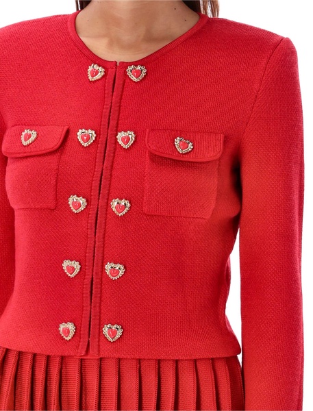 Self-Portrait Buttoned Heart Cardigan